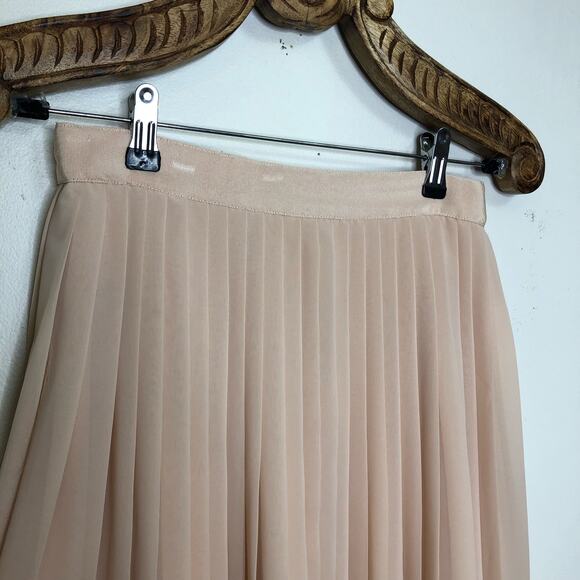 Club Monaco Skirt Cream Neutral Blush Accordion Pleated Midi Chiffon NEW 2 - Picture 3 of 9
